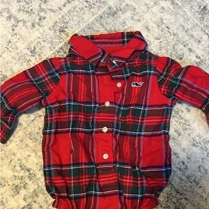 Vineyard Vines Red and Green Plaid Infant Shirt